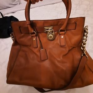 Michael Kors brown pebbled leather large satchel